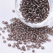 (Repacking Service Available) 8/0  Glass Seed Beads, Silver Lined Round Hole, Round, Rosy Brown, 3mm, Hole: 1mm, about 12G/bag(SEED-C014-3mm-56)