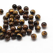 Round Natural Tiger Eye Beads, Gemstone Sphere, No Hole/Undrilled, 10~11mm(G-Q450-05)