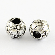 Round Antique Acrylic Beads, Large Hole Beads, Antique Silver, 9x8mm, Hole: 4mm(X-PACR-S208-03AS)