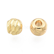 Brass Beads, Nickel Free, Textured, Round, Real 18K Gold Plated, 5x4mm, Hole: 1.8mm(KK-N231-368)