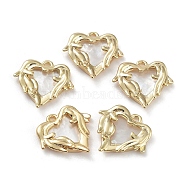 Rack Plating Brass Pendants, with Shell, Real 18K Gold Plated Heart Wing Charms, WhiteSmoke, 16.5x17.5x2.5mm, Hole: 1.5mm(KK-M259-02G)