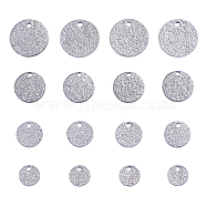 40Pcs 4 Sizes 304 Stainless Steel Charms, Textured, Flat Round with Bumpy, Stainless Steel Color, 10pcs/size(STAS-CJ0001-157)
