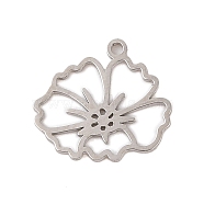 Non-Tarnish 304 Stainless Steel Pendants, Laser Cut, Hollow Birth Flower Charm, Stainless Steel Color, February Violet, 13x14x1mm, Hole: 1.2mm(STAS-S139-06P-11)