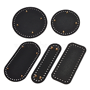 PU Leather Flat Round & Rectangle & Oval & Bag Bottom, for Knitting Bag, Women Bags Handmade DIY Accessories, Black, 5pcs/set(FIND-CA0001-08)