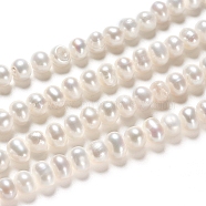 Natural Cultured Freshwater Pearl Beads Strands, Rondelle, Antique White, 4~5x4mm, Hole: 0.5mm, about 51pcs/strand, 7.68 inch(19.5cm)(PEAR-I004-03)