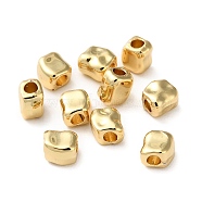 Rack Plating Brass Spacer Beads, Long-Lasting Plated, Lead Free & Cadmium Free, Textured Rectangle, Real 18K Gold Plated, 5x5x4mm, Hole: 2mm(X-KK-K346-30G)