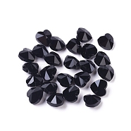 Transparent Glass Beads, Faceted, Heart, Black, 10x10x7mm, Hole: 1~1.2mm(X-GLAA-K002-07A-10)