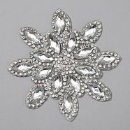 Hotfix Rhinestones, Iron on Transfer Resin Rhinestone Appliques(Hot Melt Adhesive on the Back), Snowflake, Crystal, 77x3mm(PATC-WH0001-48)