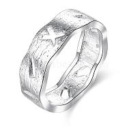 Simple Fashion Brass Wide Band Rings, Chunky Rings, Silver Color Plated, 18mm(RJEW-BB00409-02)