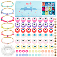 SUNNYCLUE DIY Heishi Bracelet with Evil Eye Making Kit, Including Polymer Clay Beads, Alloy Spacer Beads, Elastic Thread, Mixed Color, Beads: 680pcs/box(DIY-SC0018-96)