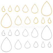 Elite 90Pcs 12 Style Teardrop Brass Linking Rings, Long-Lasting Plated, Cadmium Free & Lead Free, Golden & Silver, 9~25x5~16.8x1mm, Inner Diameter: 7~23x3.5~15.8mm(KK-PH0009-91)