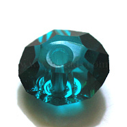 Imitation Austrian Crystal Beads, Grade AAA, Faceted, Flat Round, Dark Cyan, 6x3.5mm, Hole: 0.7~0.9mm(SWAR-F061-3x6mm-24)