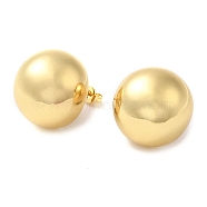 Rack Plating Brass Stud Earrings, Half Round, Real 16K Gold Plated, 19.5mm(EJEW-M225-04G)