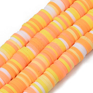Handmade Polymer Clay Beads Strands, for DIY Jewelry Crafts Supplies, Heishi Beads, Disc/Flat Round, Orange, 6x0.5~1mm, Hole: 1.8mm, about 290~320pcs/strand, 15.75 inch~16.14 inch(40~41cm)(CLAY-R089-6mm-097)