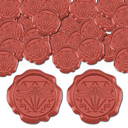 50Pcs Adhesive Wax Seal Stickers, Envelope Seal Decoration, For Craft Scrapbook DIY Gift, Indian Red, Dragonfly, 30mm(DIY-CP0009-89C)