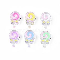 Transparent Acrylic Beads, with Enamel, Lollipop, Mixed Color, 28x18.5x10.5mm, Hole: 3mm(X-ACRC-S039-04)