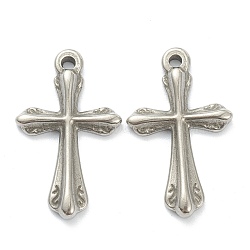 Non-Tarnish 304 Stainless Steel Pendants, Cross, Stainless Steel Color, 23x14x2.5mm, Hole: 1.5mm(STAS-P279-21P)