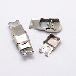 Rectangle 304 Stainless Steel Watch Band Clasps, Stainless Steel Color, 25x13x8mm, Hole: 10x4mm(STAS-N076-09)