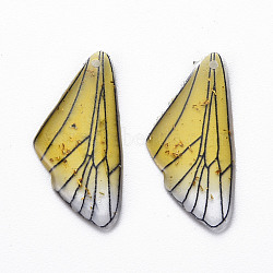 Transparent Resin Pendants, with Gold Foil, Insects Wing, Champagne Yellow, 24.5x11.5x2mm, Hole: 1mm(RESI-Q216-001A)