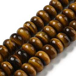 Natural Tiger Eye Beads Strands, Rondelle, Grade A, 8.5x5mm, Hole: 1.4mm, about 73pcs/strand, 14.96''~15.08''(38~38.3cm)(G-K343-B02-02)