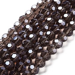 Electroplate Transparent Glass Beads Strands, Faceted, Round, Pearl Luster Plated, Purple, 10mm, Hole: 1.2mm, about 65~69pcs/strand, 23.03~24.49 inch(58.5~62.2cm)(EGLA-A035-T10mm-A13)