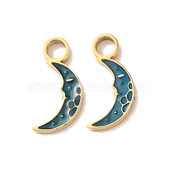 304 Stainless Steel Enamel Pendants, Moon Charms, Golden, 13.5x6x1.5mm, Hole: 2.5mm(SA-CBAAA8B-05G)