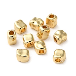 Rack Plating Brass Spacer Beads, Long-Lasting Plated, Lead Free & Cadmium Free, Textured Rectangle, Real 18K Gold Plated, 5x5x4mm, Hole: 2mm(X-KK-K346-30G)