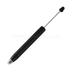 Plastic Beadable Pens, Press Ball Point Pens, for DIY Pen Decoration, with Iron Rod, Black, 167x11.5mm(PL-CBA26FF-02A)