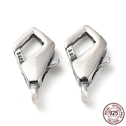 925 Thailand Sterling Silver Lobster Claw Clasps, with 925 Stamp, Antique Silver, 11x6x2.5mm, Hole: 1.4mm(STER-D003-03B-P)