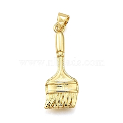 Rack Plating Brass Pendants, Brush, Cadmium Free & Lead Free, Long-Lasting Plated, Real 18K Gold Plated, 26.5x10x3.5mm, Hole: 5x3.5mm(KK-K401-67G)