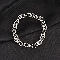 Tarnish Resistant 304 Stainless Steel Cable Chain Bracelets, with Lobster Claw Clasps, Stainless Steel Color, 7-7/8 inch(200mm), 8x2mm(BJEW-I238-09P)