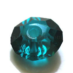 Imitation Austrian Crystal Beads, Grade AAA, K9 Glass, Faceted, Flat Round, Dark Cyan, 6x3.5mm, Hole: 0.7~0.9mm(SWAR-F061-3x6mm-24)