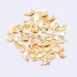 Alloy Cabochons, Nail Art Decoration Accessories for Women, Dolphin, Golden, 7x5x1.3mm, about 100pcs/bag(MRMJ-WH0058-21G)