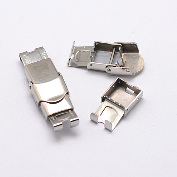 Rectangle 201 Stainless Steel Watch Band Clasps, Stainless Steel Color, 25x13x8mm, Hole: 10x4mm
