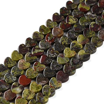 Natural Dragon Blood Beads Strands, Heart, 6x6x3mm, Hole: 1mm, about 69~71pcs/strand, 14.57''~14.96''(37~38cm)