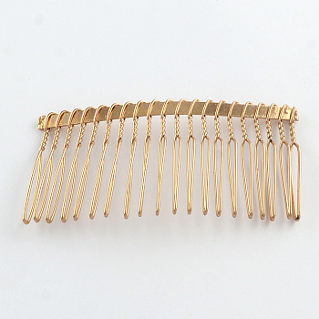 Iron Hair Comb Findings, Golden, 38x75x5mm