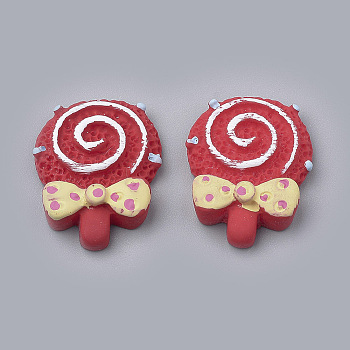 Resin Cabochons, Lollipop, Red, 26x19x6mm