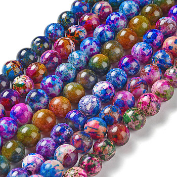 Natural Agate Beads Strands, Dyed & Heated, Round, Mixed Color, 10mm, Hole: 1.2mm, about 38pcs/strand, 14.96''(38cm)