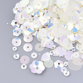 Ornament Accessories, PVC Plastic Paillette/Sequins Beads, Mixed Shapes, Light Goldenrod Yellow, 3~21x3~21x0.4~3mm, Hole: 1~1.6mm