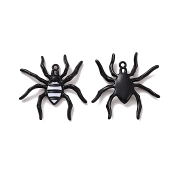 Halloween Rack Plating Alloy Enamel Pandants, Spider Charm, Electrophoresis Black, 36.5x35.5x4.5mm, Hole: 1.7mm