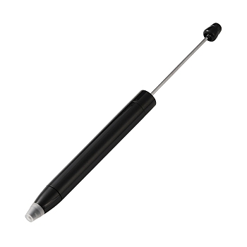 Plastic Beadable Pens, Press Ball Point Pens, for DIY Pen Decoration, with Iron Rod, Black, 167x11.5mm