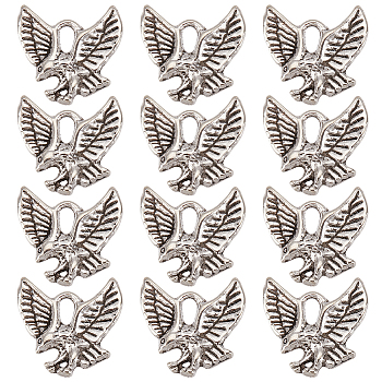 100Pcs Tibetan Style Alloy Charms, Eagle/Hawk Charm, Antique Silver, 13x13x2mm, Hole: 2mm