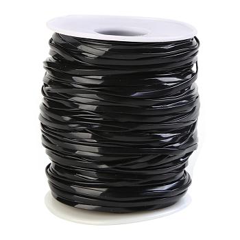 Flat PVC Cords, for Jewelry Making, Black, 2.3mm, , about 50 yards/roll