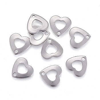 304 Stainless Steel Charms, Laser Cut, Heart, Stainless Steel Color, 11x11.5x1mm, Hole: 1.6mm