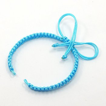 Braided Nylon Cord for DIY Bracelet Making, Cyan, 145~155x5x2mm, Hole: 2~4mm