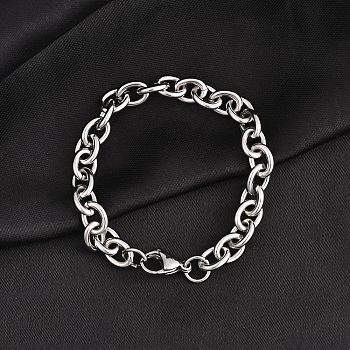 Tarnish Resistant 304 Stainless Steel Cable Chain Bracelets, with Lobster Claw Clasps, Stainless Steel Color, 7-7/8 inch(200mm), 8x2mm