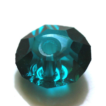 Imitation Austrian Crystal Beads, Grade AAA, Faceted, Flat Round, Dark Cyan, 6x3.5mm, Hole: 0.7~0.9mm