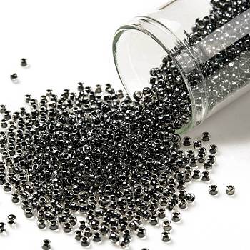 TOHO Round Seed Beads, Japanese Seed Beads, (344) Inside Color Crystal/Black, 11/0, 2.2mm, Hole: 0.8mm, about 1110pcs/bottle, 10g/bottle