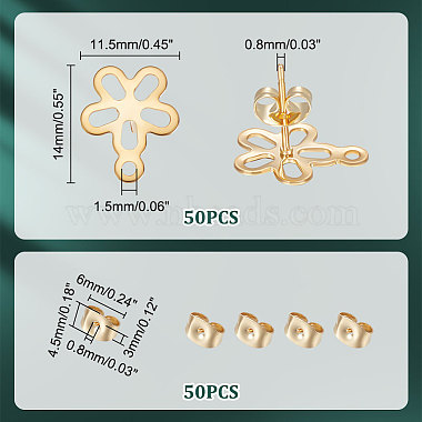 Unicraftale 50Stk. 201 Edelstahl-Ohrstecker mit Blumenmotiv(STAS-UN0047-08)-3