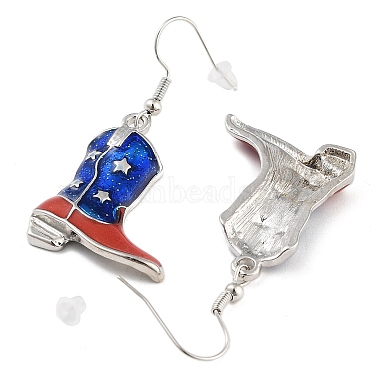 Independence Day Theme Alloy Enamel Dangle Earrings for Women(EJEW-F335-01P-02)-2